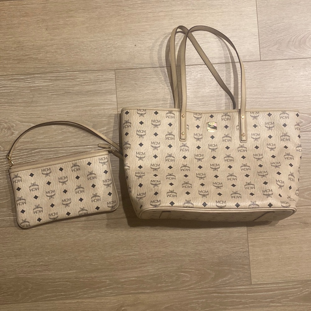 Medium MCM Shopping bag with mini purse inside.